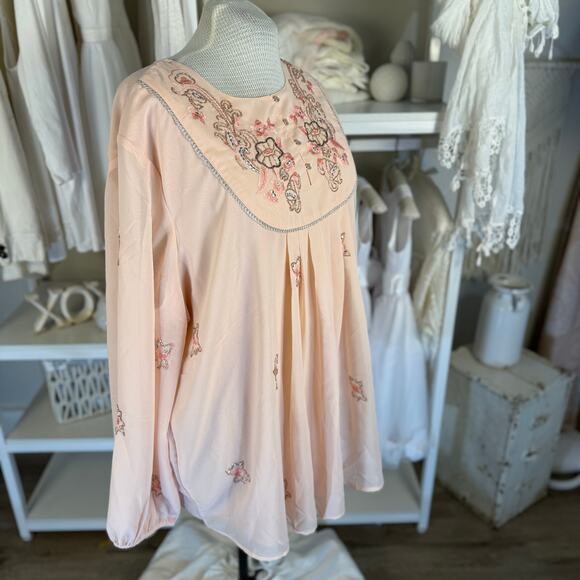 Roaman’s womenn’s plus size 26 soft peach/pink beaded beautiful top blouse 3500 - Picture 2 of 8